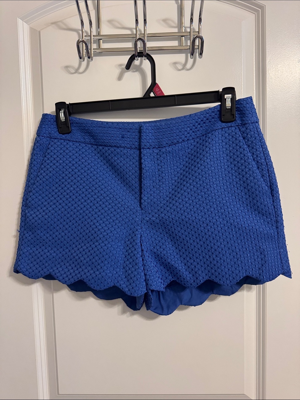 Elle Royal Blue Scalloped Hem Women's Shorts